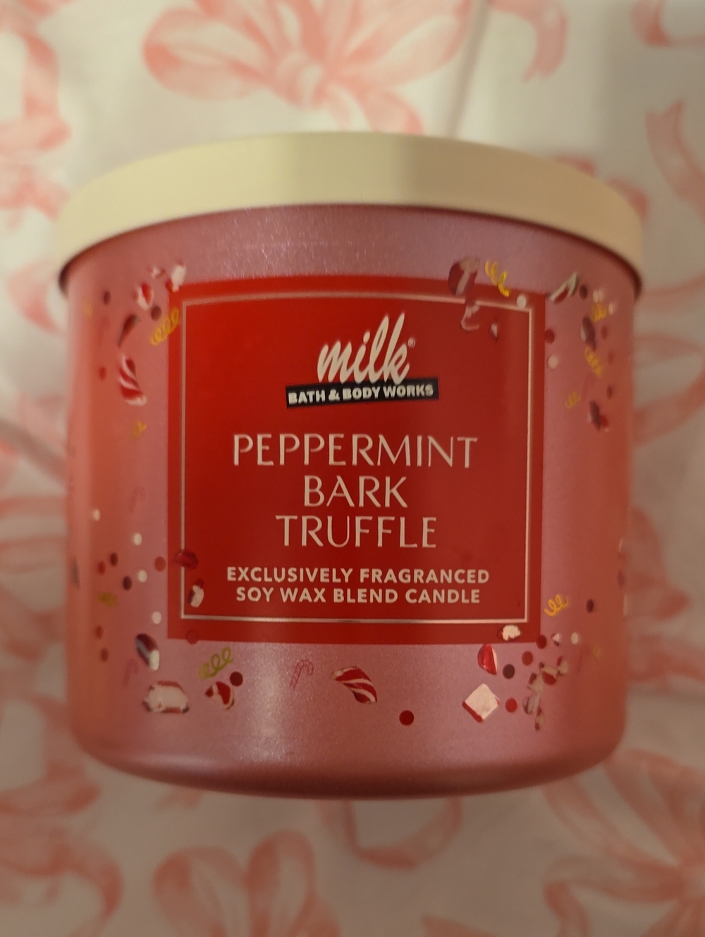 BNWT Bath And Body Works Milk Bar Peppermint Bark Truffle 3 Wick Candle